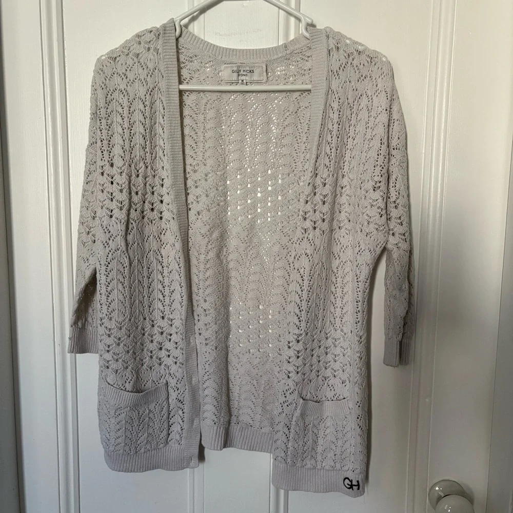 Gilly Hicks Cardigan Sweater with Open Knit Design - Picture 1 of 7